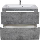 ACCENT cementszürke 100 cm széles 2 fiókos álló fürdőszobai alsószekrény lekerekített sarkú öntött márvány mosdóval és önbehúzó fiókrendszerrel